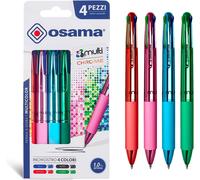 4 Multi-4 Couleur Metal,4 Pièces Avec Encre Bleue,Rouge,Verte Et Noire-Bille 0.1 Mm Pour Papeterie,Accessoire Bureau Et Fourniture Scolaire-Couleur Avec Trait Fluide