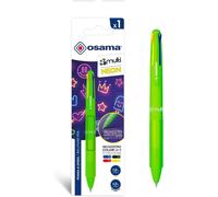 4 Multi Neon - Stylo 4 Couleur Personnalisé, 1 Pièce - Stylo Bille 1 Mm Avec Encre Noire, Bleue, Rouge Et Jaune Fluo (Mine 1.6 Mm) - Stylos Couleur Pour Papeterie, Fourniture Scolaire Et Bureau