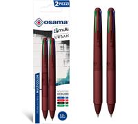 4 Multi Urban ¿ 4 Colour Pen Set, 2 Pieces ¿ 1.0 Mm Multi Coloured Ballpoint Pen With Black, Blue, Red And Green Ink For School Stationery, Office, College And Stationery