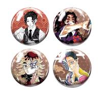 4 Muzan&Kokushibo&Douma&Akaza Tinplate Badge Anime Figurine Badges 58mm Ghost Killing Sac Pins Cosplay Accessoires De Costume