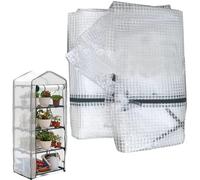 4 Niveaux Couverture de Rechange pour Serre, 160 x 69 x 49Cm Plastique Transparent Mini Serre en PVC Housse de Protection avec Porte à Glissière Enroulable(Non Compris Le Support De Fer)