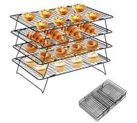 4 Niveaux Grille de Refroidissement, Antiadhésive Grille Rectangulaire pour Pâtisserie Pliable, Réutilisable Grille à Pâtisserie Rectangulaire Pliable pour Sécher Refroidir Les Gâteaux et Biscuits (D)
