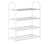 4 niveaux | Le sac à chaussures à 4 niveaux peu encombrant, composé d'un long tube en acier, est et placé sans déformation ni décoloration, étagères à chaussures verticales autoportantes