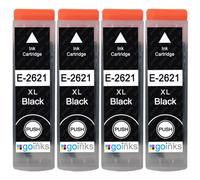 Go Inks Cartouches d'encre pour Epson Expression Premium XP-620/XP-710/XP-820 – 4 noires
