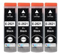 Go Inks® 4 Black Ink Cartridges to replace Epson T2621 (26XL Series) Compatible/non-OEM for Epson Expression Premium Printers