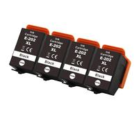 4 Noire XL Cartouches d'encre remplacer Epson 202XLBk non-OEM / Compatible