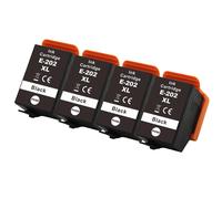 4 Noire XL Cartouches d'encre remplacer Epson 202XLBk non-OEM / Compatible