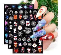 4 Nouveaux Autocollants De Noël Nail Art 5d Autocollants Pour Ongles En Relief Colo