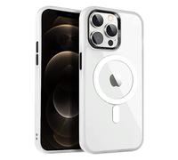 4-OK Coque iPhone Hybride PC+ TPU Haute Protection Transparent Compatible avec Charge magnétique Bumper, Antidérapant Anti-Rayures Boutons Métalliques (Bumper Translucide, iPhone 12/12 Pro)