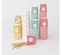 4 Oz,1000 Multicolore Espresso Gobelets en Carton avec Agitateurs en Bois,Écologique et Jetables,Résistant à la Chaleur,Carton de Qualité,Idéal pour Toutes Les Boissons Chaudes ;Café,Thé,Chocolat etc.