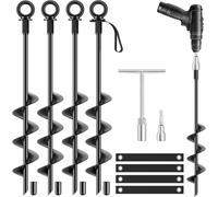 4 Pack 18"" Fully Welded Ground Anchor For Trampoline, Strong Wind Tent, Carport, Shed, Mobile Home