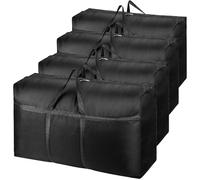 4 Pack 180L Sacs de Rangement Extra-Larges Renforcés avec Lids pour Déménagement Grands Sacs de Rangement pour Vêtements avec Poignées à Fermeture Éclair Tissu Oxford 600D Résistant (Noir)