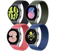 4 Pack 20mm Bracelet en nylon tressé pour Samsung Galaxy Watch 7/6/5/4/5 Pro 40mm 42mm 44mm 46mm 45mm 43mm 47mm Braided Solo Loop Bracelet tissu en nylon élastique pour Huawei Watch GT 3 42mm Strap