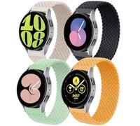 4 Pack 20mm Bracelet en nylon tressé pour Samsung Galaxy Watch 7/6/5/4/5 Pro 40mm 42mm 44mm 46mm 45mm 43mm 47mm Braided Solo Loop Bracelet tissu en nylon élastique pour Huawei Watch GT 3 42mm Strap
