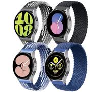 4 Pack 20mm Bracelet en nylon tressé pour Samsung Galaxy Watch 7/6/5/4/5 Pro 40mm 42mm 44mm 46mm 45mm 43mm 47mm Braided Solo Loop Bracelet tissu en nylon élastique pour Huawei Watch GT 3 42mm Strap