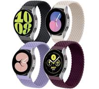 4 Pack 20mm Bracelet en nylon tressé pour Samsung Galaxy Watch 7/6/5/4/5 Pro 40mm 42mm 44mm 46mm 45mm 43mm 47mm Braided Solo Loop Bracelet tissu en nylon élastique pour Huawei Watch GT 3 42mm Strap