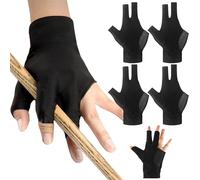 4 Pack 3 Finger Left Snooker Gloves Professional Snooker Gloves Pool Accessories Elastic For Women Men Pool Sports Accessories (Black)