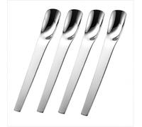 4 Pack 304 Stainless Steel Long Handle Dessert Spoons (Silver) | 7.9 Inch Ice Cream and Coffee Stirring Spoons for Sundae, Yogurt, Latte and Iced Tea, Polished Flatware Set, Silver