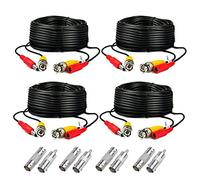 4-Pack 38,1 m Noir assemblé Tout-en-Un BNC mâle vers mâle vidéo et câble d'alimentation avec connecteur RCA pour CCTV Caméra de sécurité