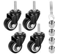 4 Pack 40mm Casters: M8 X 25mm Fixed Screw Casters M8 Castors Swivel Castors 4 X Casters Without Brakes,35kg 360° Rotation Rubber Outdoor Chair