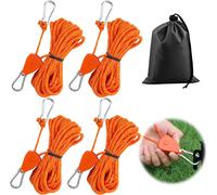 4 Pack 4mm Reflective Guy Ropes With Rope Tensioner,4 M,Ratchet Rope,Light Rope,Adjustable Nylon Cord Tensioner,Camping Cord,Storm Cord For Sailing