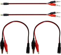 4 Pack 5.5 x 2.1mm DC to Crocodile Clip Power Cable DC Male Jack to Crocodile Clip DC5.5*2.1 to Double Crocodile Clip (2 x DC Male + 2 x DC Female)