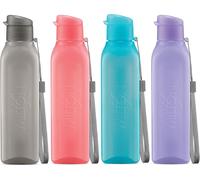 4 Pack 500ml Square Plastic Wide Mouth Water Bottles Reusable Leakproof For School Bags Lunch Boxes Gym