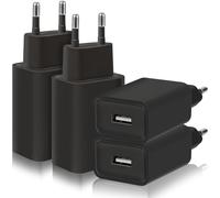 4-Pack 5W Prise USB Chargeur, 5V/1A Adaptateur USB Bloc Chargeur Prise Secteur Compatible avec iPhone Samsung Huawei Xiaomi Oppo LG (Noir)