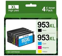 4-Pack 953XL Haute Rendement Cartouches Compatible pour HP 953 XL Multipack pour OfficeJet Pro 7720 7740 7730 8710 8715 8718 8210 8720 8725 8728 (1Noir, 1Cyan, 1Jaune, 1Magenta)