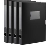 4 Pack A4 Plastic File Box With Lid,40mm Spine,Storage Box For Office,Dorm And Home,Black