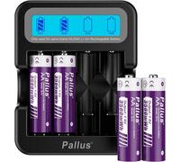 4 Pack AA Rechargeable Lithium Battery with 2 Hour Fast Charger,3500mWh High Capacity,Constant Power 1.5V,Cycle Time Over 1600,Camera Compatible