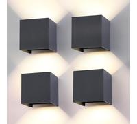 4 Pack Applique Murale Exterieur Interieur LED Ampoules G9 Remplaçable IP65 Étanche Lampe Murale Extérieures Anthracite 4000K Lumière Naturelle Applique Carrée Aluminium Réglage de l'angle d'éclairage