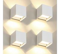 4 Pack Applique Murale Exterieur Interieur Lumière Réglable 3 Couleurs LED Lampe murale extérieures IP65 Étanche Moderne Blanc 15W Applique carrée en aluminium Réglage de l'angle d'éclairage 11CM