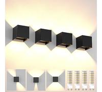 4 Pack Applique Murale Exterieure/Interieur, Applique Murale Avec Ampoules G9 Remplaçables 3000K Blanc Chaud IP65 Étanche Angle de Rayonnement Réglable Up Down Design Moderne Appliques Murales Noir