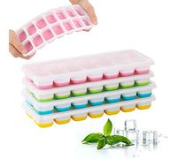 4 Pack Bacs à Glaçons avec Couvercle, Bacs à Glaçons Carrés Faciles à Retirer, Bacs à Glaçons avec Couvercle, Empilable, Reutilisable, pour Whisky, Boissons