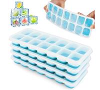 4 Pack Bacs à Glaçons avec Couvercle, Bacs à Glaçons avec Couvercle, Empilable, Reutilisable, Bacs à Glaçons Carrés Faciles à Retirer, pour Nourriture Bébé, Whisky, Boissons (Bleu)