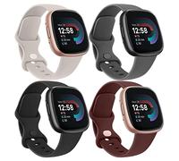 4 Pack Bracelets Compatible avec Bracelet Fitbit Versa 3/ Versa 4/ Bracelet Fitbit Sense/Sense 2 Femme Homme,Bandes Remplacement de Sport Souple pour Fitbit Versa 4/3/Fitbit Sense/Sense 2(L,Pack A)