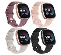 4 Pack Bracelets Compatible avec Fitbit Versa 3/4, Sense/Sense 2 pour Femme Homme - Bandes de Sport Souple de Remplacement (S, Pack H)