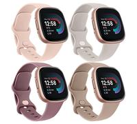 4 Pack Bracelets Compatibles avec Fitbit Versa 3/4 et Sense/Sense 2 - Bandes de Remplacement Sport Souples pour Femme et Homme (S, Pack F)