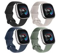 4 Pack Bracelets Compatibles avec Fitbit Versa 3/4 et Sense/Sense 2 - Bandes de Remplacement Sport Souples pour Homme et Femme (L, Pack B)