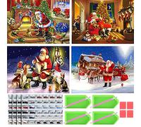 4 Pack Broderie Diamant Noel, 5D DIY Diamond Painting père Noël, Peinture au Diamant Noël, Cristal Arts Strass Craft Décoration De La Maison 30x40 cm