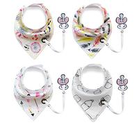 4 pack bŽbŽ unisexes toddler bandana bave bavettes avec tŽtine super sžr et absorbant, cha”ne pur coton