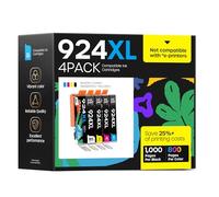 4 Pack Cartouches 924XL avec Puce Compatible pour HP 924 EvoMore 924E 924XL pour HP OfficeJet Pro 8120 8122 8123 8125 8128 8130 8132 8133 8134 8135 Cartouches d'impression (avec Puce)