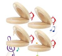 4 Pack Castagnette, Castagnettes en Bois, Castagnettes à Doigts, Claquettes de Rythme en Bois Instrument, Percussion Musicale Mini Castanet, Clackers en Bois Clackers pour Tout Petits Enfants