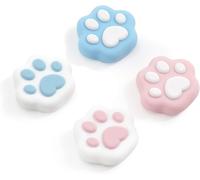 4 Pack Cat Paw Shaped Soft Silicone Caps Compatible with Switch/OLED/Switch Lite (Pink&Blue)