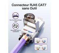 4 Pack Cat7 Cat6A Toolless RJ45 Connector for Installation Cable RJ45 Plug Shielded 10Gbps 600MHz Supports Network Cables from 22 to 24 AWG
