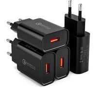 (4 Pack) Chargeur Rapide Prise USB Secteur pour Samsung pour iPhone Xiaomi Huawei Oppo Oneplus Adaptateur Quick Charge 3.0 18W Noir