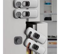 4 Pack Child Safety Fridge Locks Baby Safety Locks Cabinet Oven Fridge Locks No Tools Needed Grey