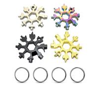 4 Pack locon de Neige en Acier Inoxydable, Outil Multifonction 18 en 1 Flocon de Neige, Mini Pocket Tool, Tournevis Multifonction Flocon de Neige pour les Camping Adventure