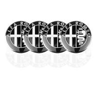 4 Pack de Autocollants de Capuchon de Roue pour Alfa Romeo 159 156 Giulietta Mito Stelvio,Autocollant de Capuchon de Jante de Pneu,Capuchon de Moyeu,Autocollant de Badge,Black
